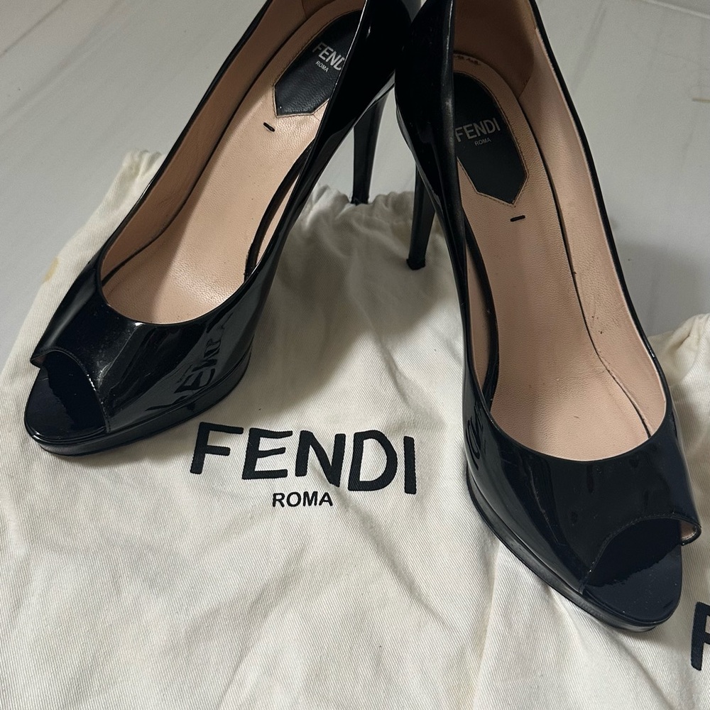 Fendi Black Patent Leather Heels